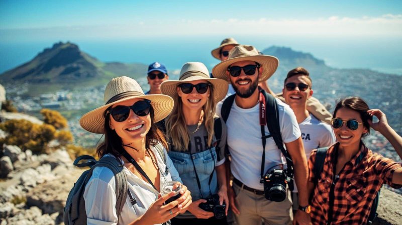 Tourist at table mountain